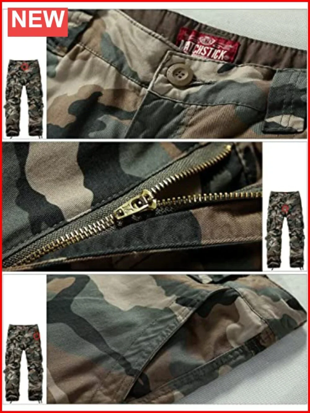 Men's Cargo Pants With 8 Pockets Drawstring Waist Cotton